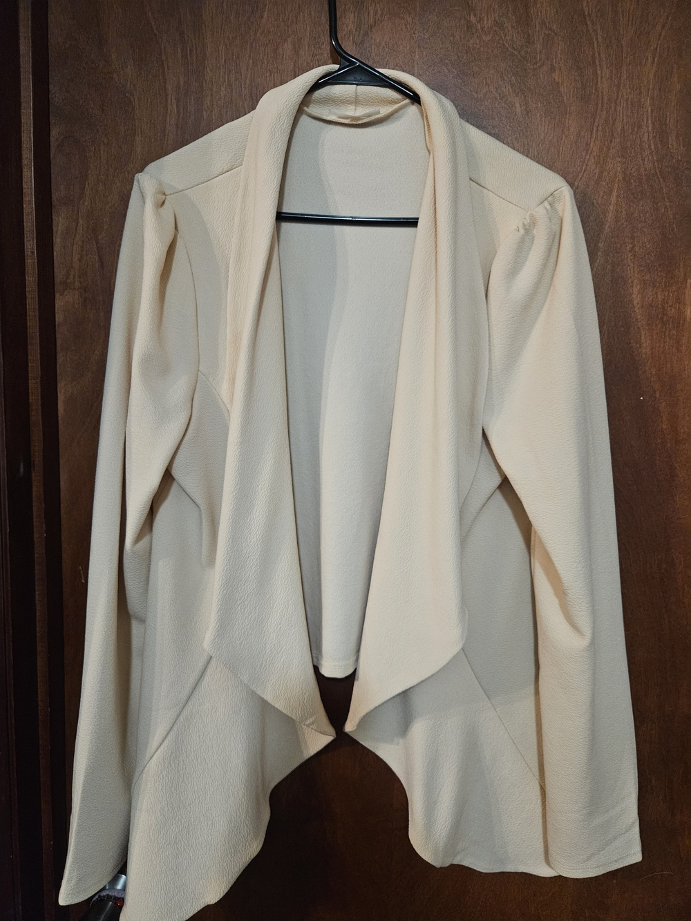 Cream Open-Front Women’s Draped Blazer Jacket